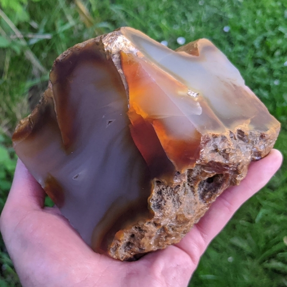 *SOLD* Large natural Agate abstract cut stone bookend 973g - Picture 4 of 12